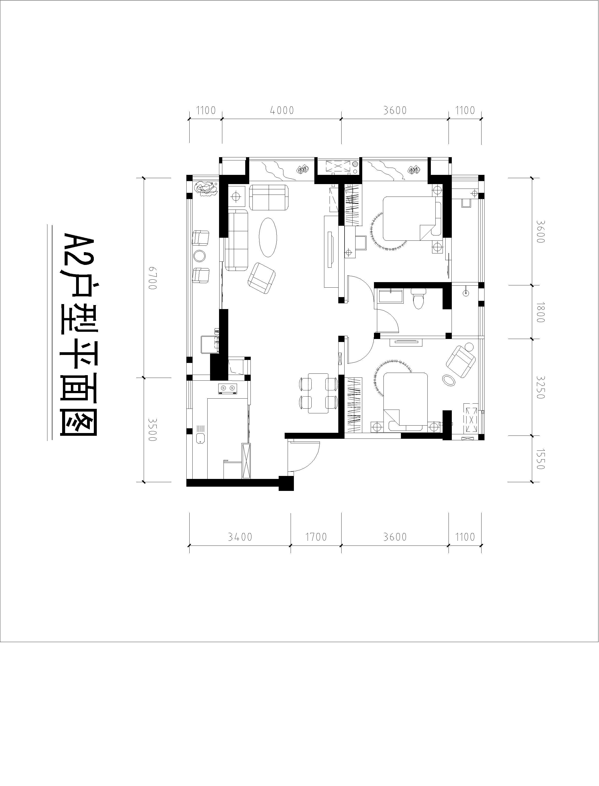 明信鹭湾套二变套三户型图,2室2厅1卫89.28平米 成都透明房产网