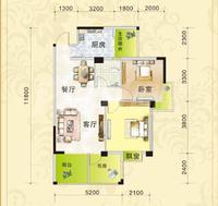 嘉和瑞景1期户型图二期5栋A2户型建筑面积71.05平方米.png