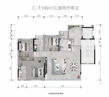 邦泰熙华天骄小区1期3室2厅2卫106.00平户型