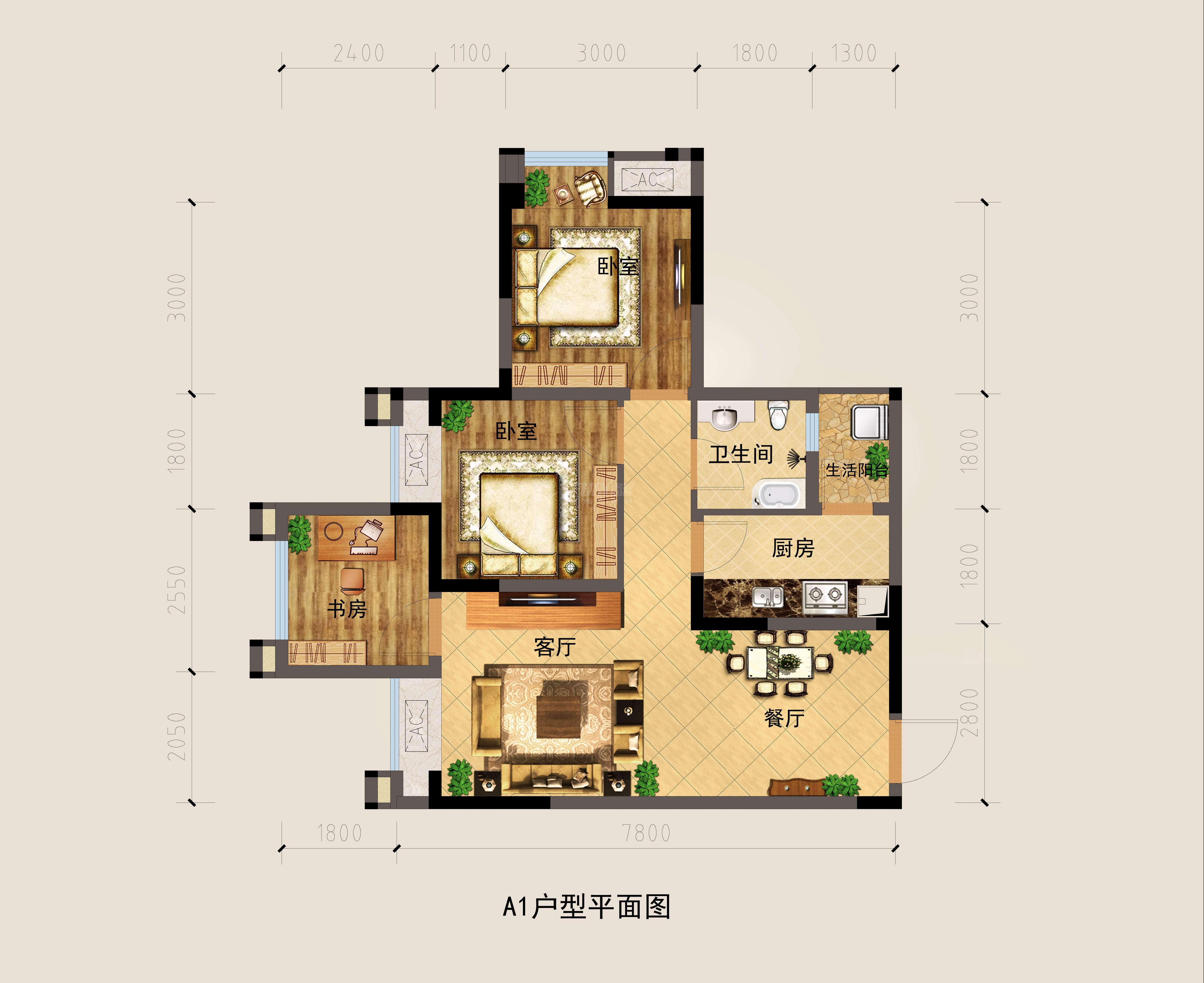 银海中心a1户型图,2室2厅1卫72.17平米- 成都透明房产网