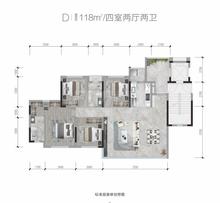 邦泰熙华天骄小区1期4室2厅2卫118.00平户型