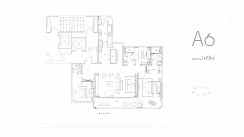 德商锦江天玺小区1期a6户型图,3室2厅3卫169.00平米