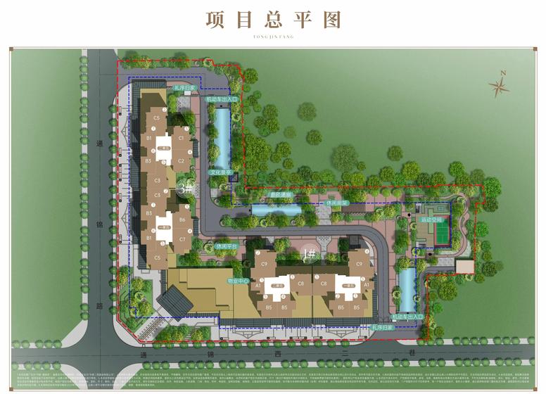 中铁通锦坊1期总平图