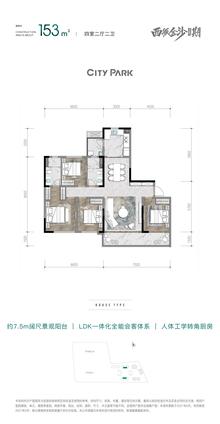 西派金沙府2期4室2厅2卫153.00平户型