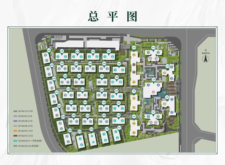 锦樾河畔小区1期总平图