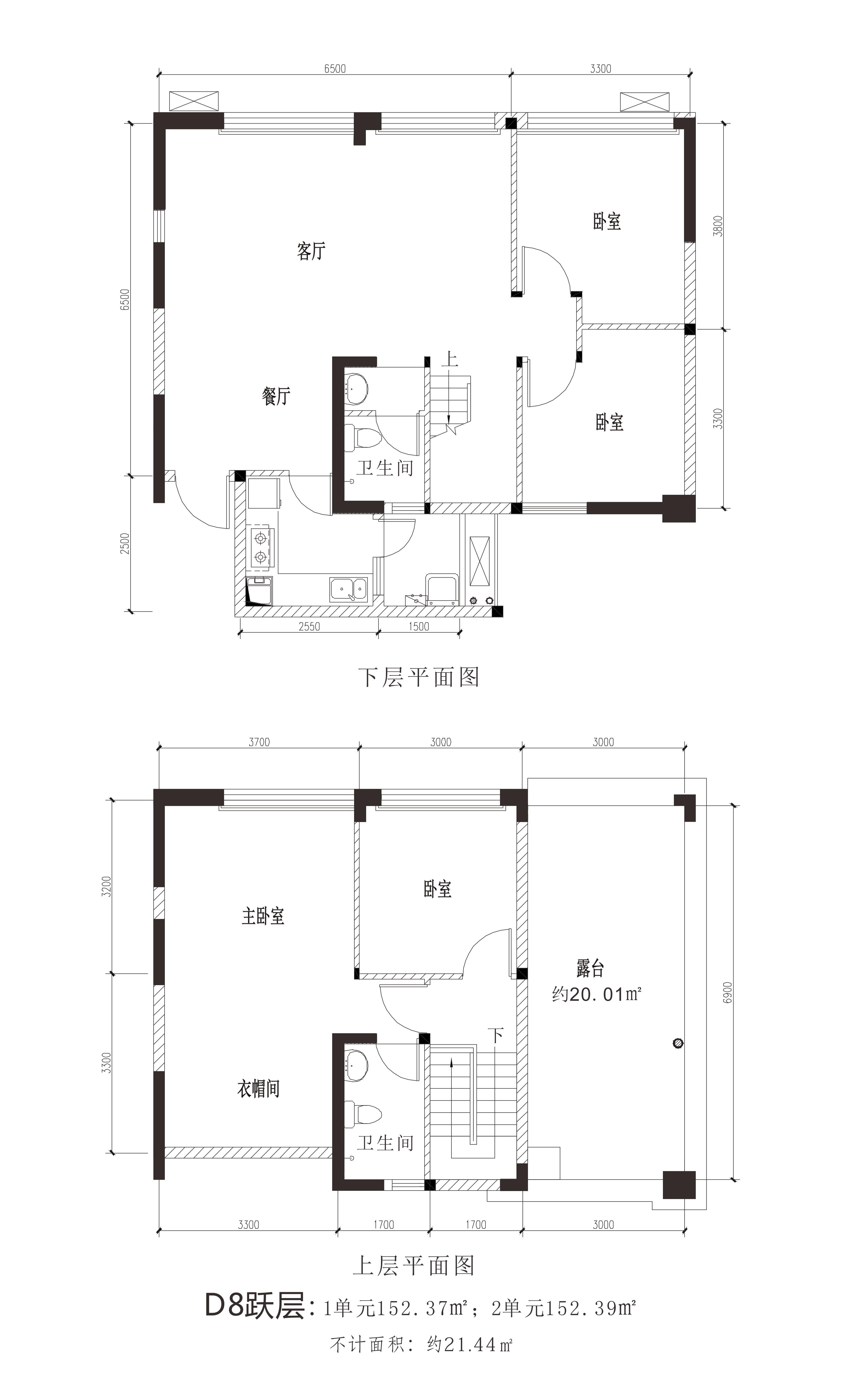 林溪康城d8(2单元31f跃)户型图,5室2厅2卫152.37平米