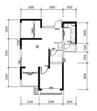 高家庄赞城1期户型图1-3-1，朝向：东南，面积：62.73平米.jpg
