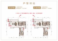 尊邸效果图2-A与2-A'户型对比图