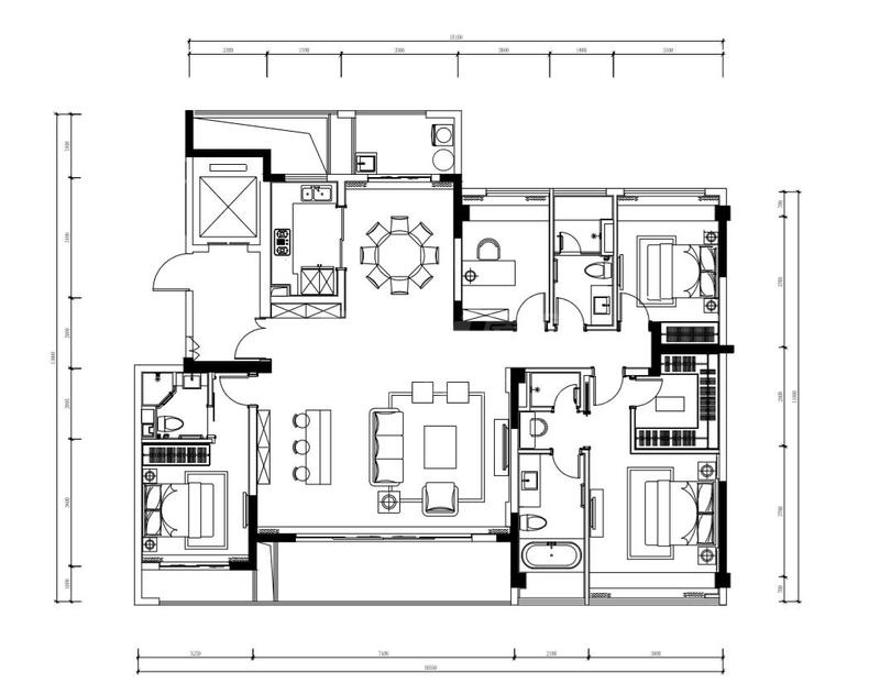 诚园小区1期d3户型图,4室2厅3卫189.00平米 成都透明房产网