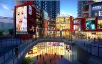 银杏广场2期效果图下沉式广场夜景