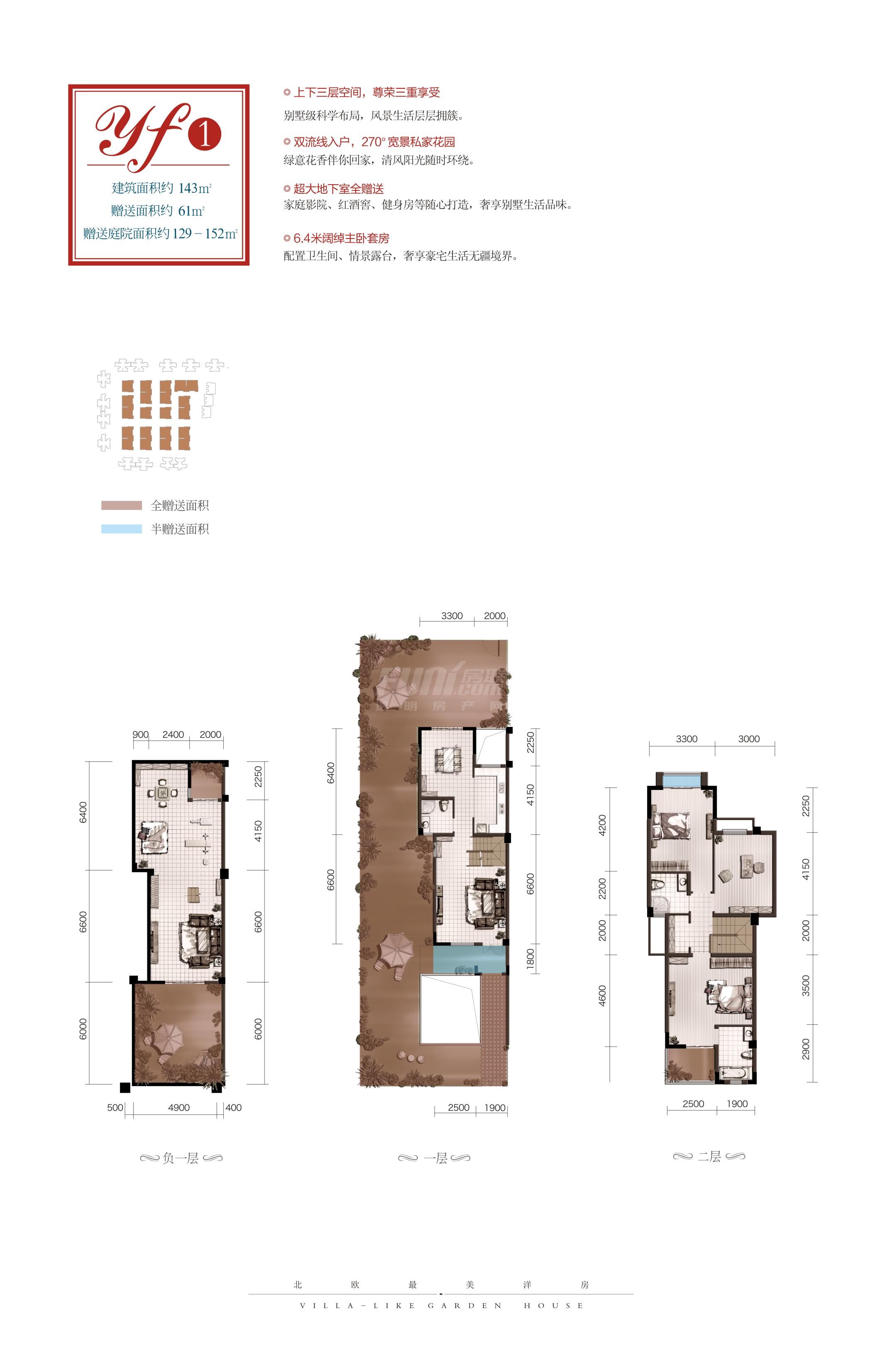 北欧知识城2期中欧住宅跃层户型图,4室2厅2卫143.00