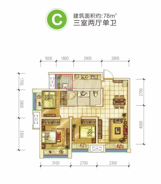 首创光和城二期标准层c户型