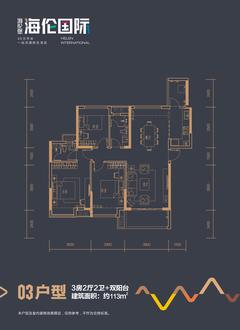 海伦国际3室2厅2卫113.00平户型