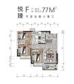 香江悦湖春天花园1期3室2厅1卫77.75平户型