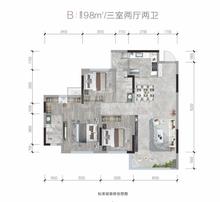 邦泰熙华天骄小区1期3室2厅2卫98.00平户型