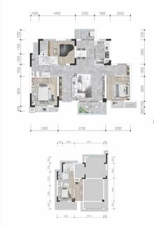 锦绣尚宸花园1期3室2厅2卫129.00平户型