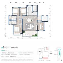 北湖云湾2期4室2厅2卫143.00平户型