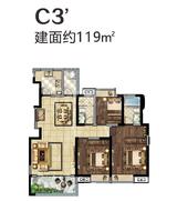 堰山和畔（一期二批次） 3室2厅2卫 119.00平米