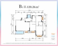 融创春风十里2期3室2厅2卫120.26平户型
