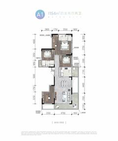 梓潼四季汀苑4室2厅2卫154.00平户型
