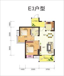 润弘丽都2期2室2厅1卫78.00平户型