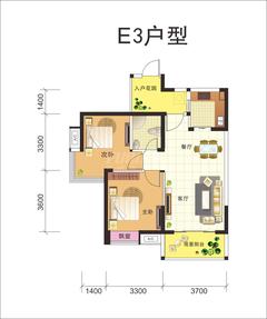 润弘丽都2室2厅1卫78.00平户型