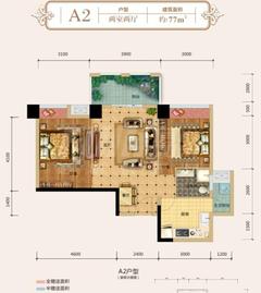 成发紫东阳光2室2厅1卫77.00平户型