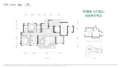 云璟林翠苑1期4室2厅2卫136.00平户型