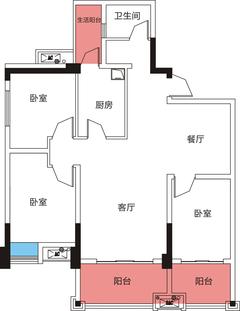 南岸华庭1期3室2厅1卫103.51平户型