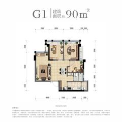 花样年·家天下1期90.00平户型
