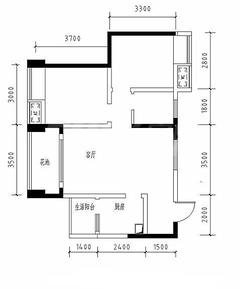 同聚和润国际2室2厅1卫68.18平户型
