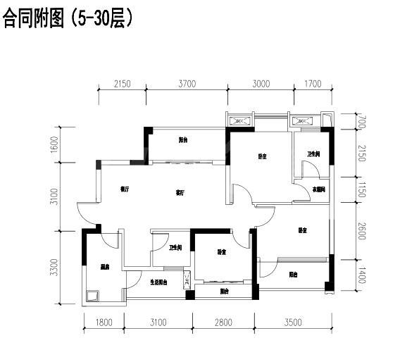 1栋2单元B户型1号