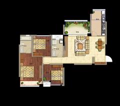 丽都首府3室2厅2卫105.57平户型