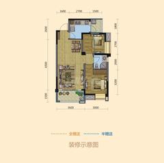 东湖郡2室2厅1卫70.66平户型