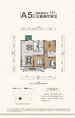 天府西苑1期3室2厅2卫117.10平户型