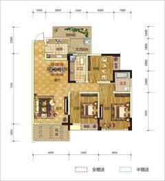 春天国际3室2厅2卫108.88平户型