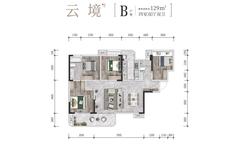 青熙蘭庭1期4室2厅2卫129.00平户型