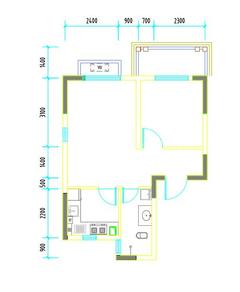彭州市白鹿镇银杏枫丹酒店1室1厅1卫54.37平户型
