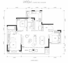 首钢璟悦里花园1期3室2厅2卫110.00平户型