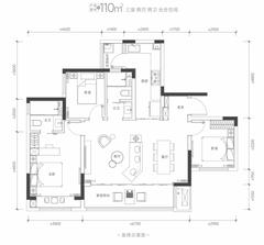 首钢璟悦里花园1期3室2厅2卫110.00平户型