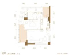 凯德商用天府1室2厅1卫85.00平户型