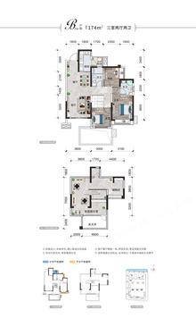 云湖小区1期3室2厅2卫173.81平户型