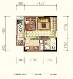 时代天府1室2厅1卫32.48平户型
