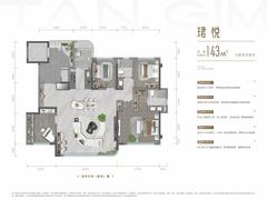 新川天珺珑珺小区1期4室2厅2卫143.00平户型