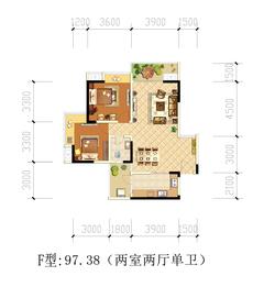 西江河畔2室2厅1卫95.16平户型