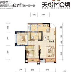 天悦国际2室1厅1卫65.00平户型