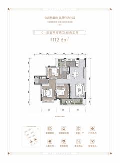 观颂府1期3室2厅2卫112.30平户型