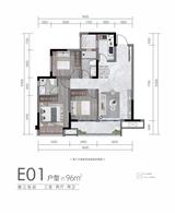 御江名门小区1期 3室2厅2卫 96.00平米