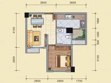 交大梦家1期1室1厅1卫41.00平户型