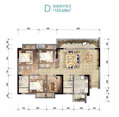 林语台（嘉裕第六洲8期）4室2厅2卫125.00平户型